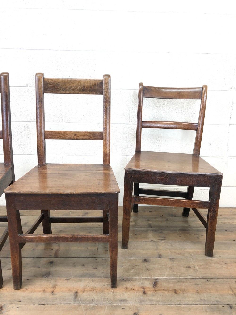 Four 19th Century Oak Back Bar Chairs View V
