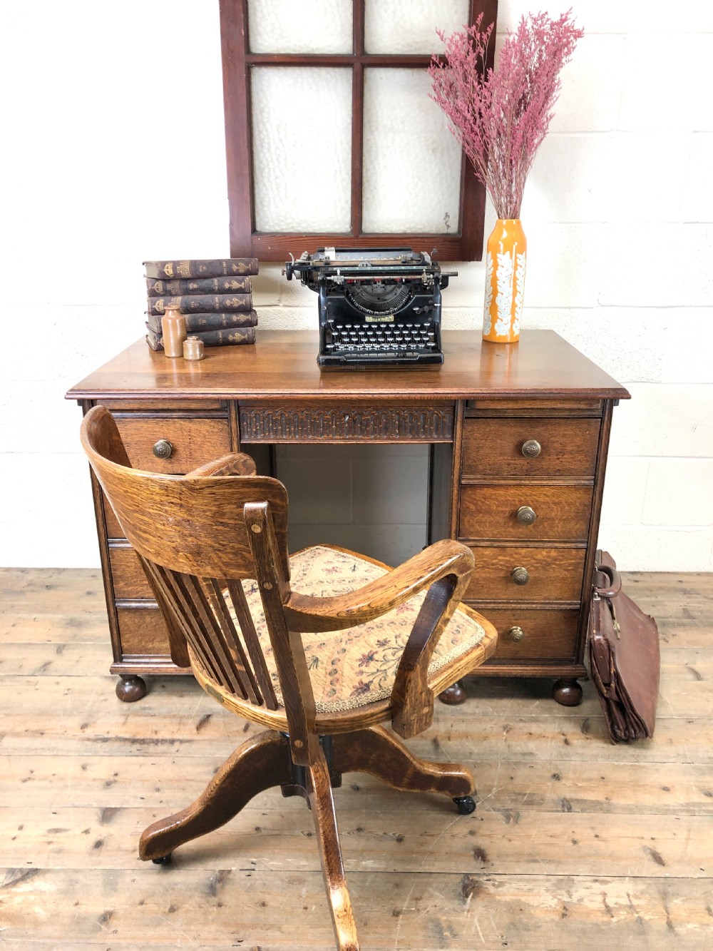 Early 20th Century Oak Captain’s Swivel Chair View II