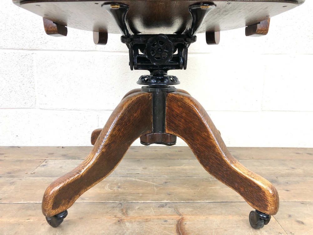 Early 20th Century Oak Captain’s Swivel Chair View VIII