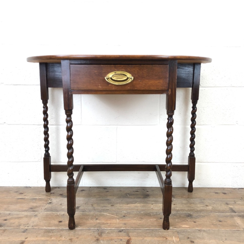 Antique Oak Demi-Lune Console Table 