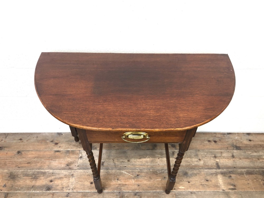 Antique Oak Demi-Lune Console Table  View III