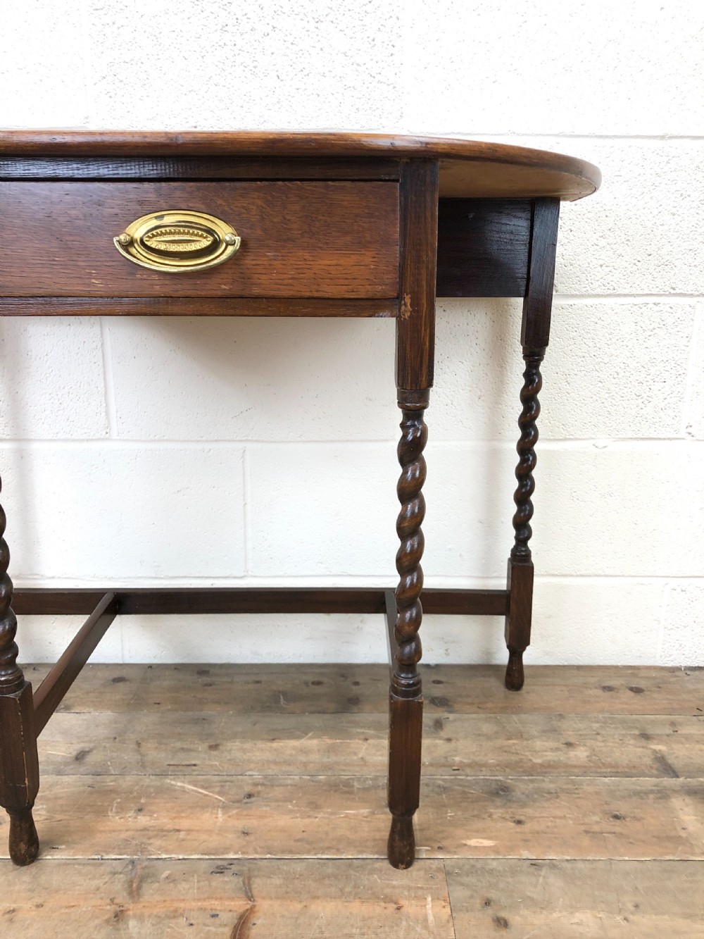 Antique Oak Demi-Lune Console Table  View IV