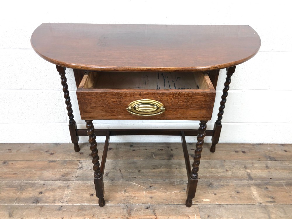 Antique Oak Demi-Lune Console Table  View VII