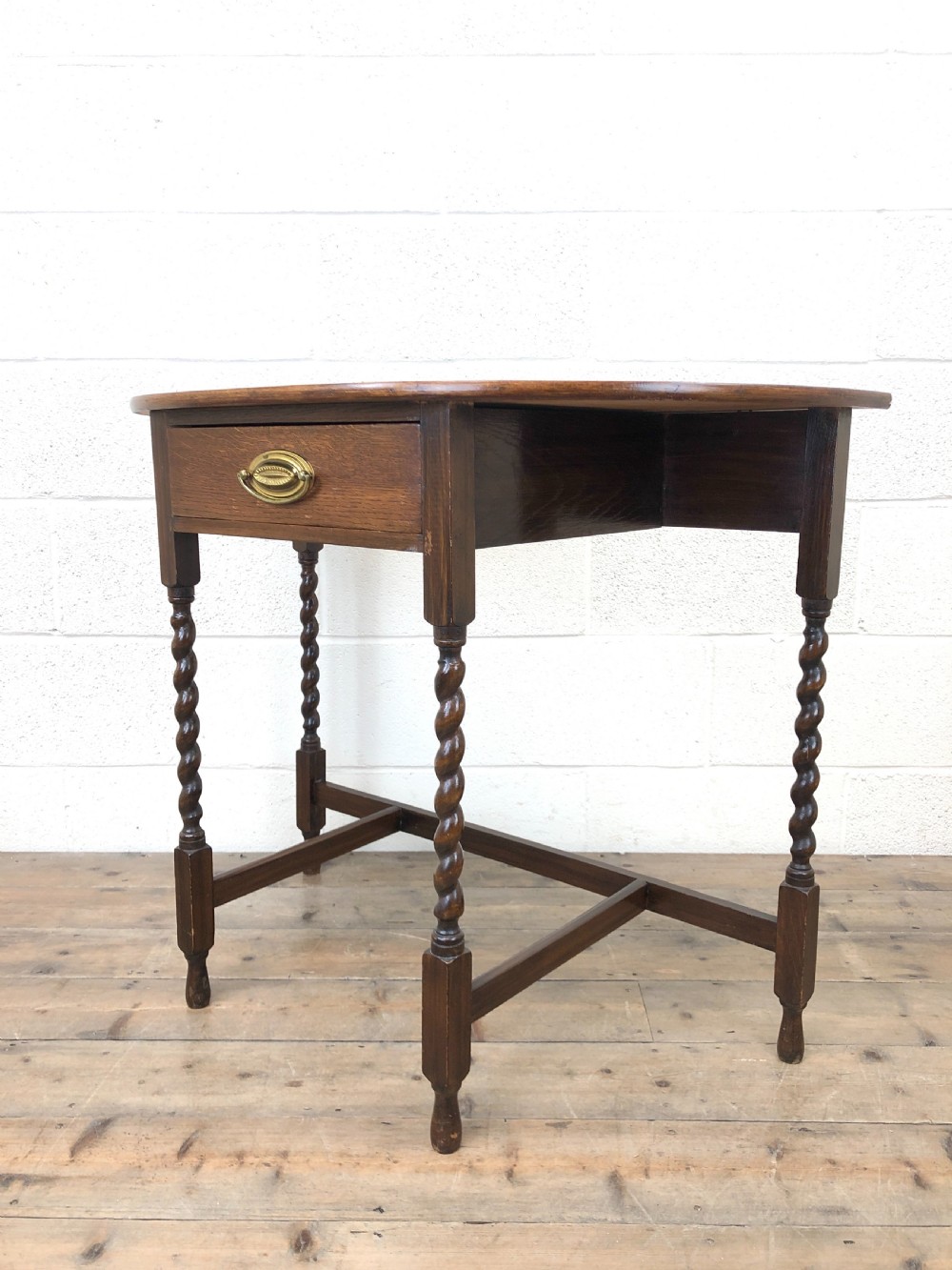 Antique Oak Demi-Lune Console Table  View VIII