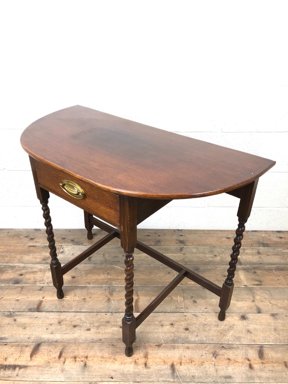 Antique Oak Demi-Lune Console Table  View IX