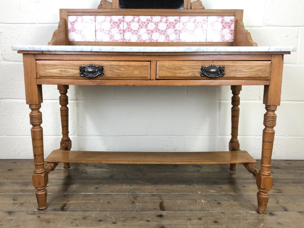 Victorian Pine Washstand with Marble Top  View III
