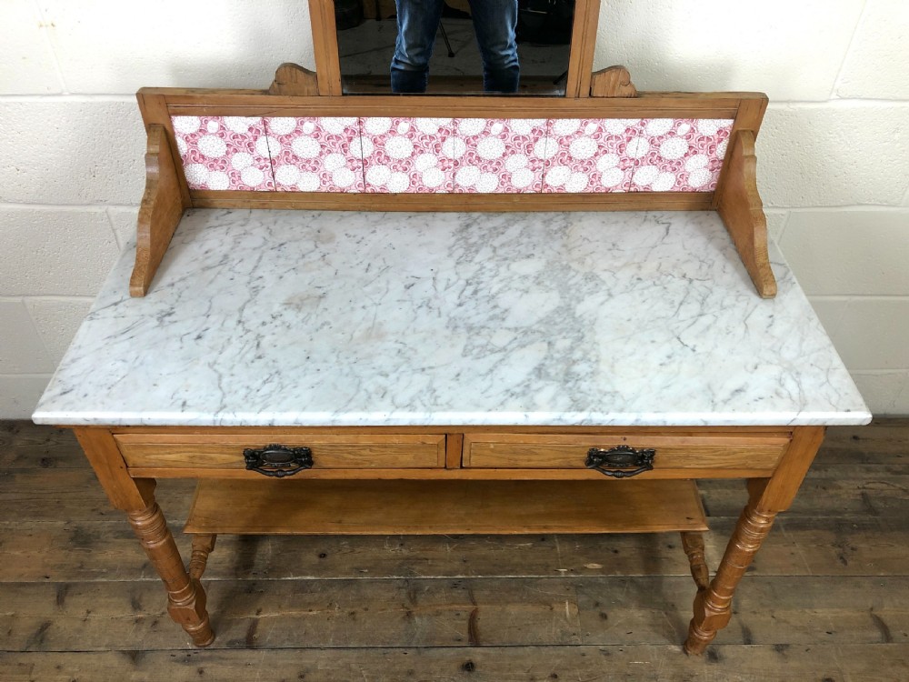 Victorian Pine Washstand with Marble Top  View IV