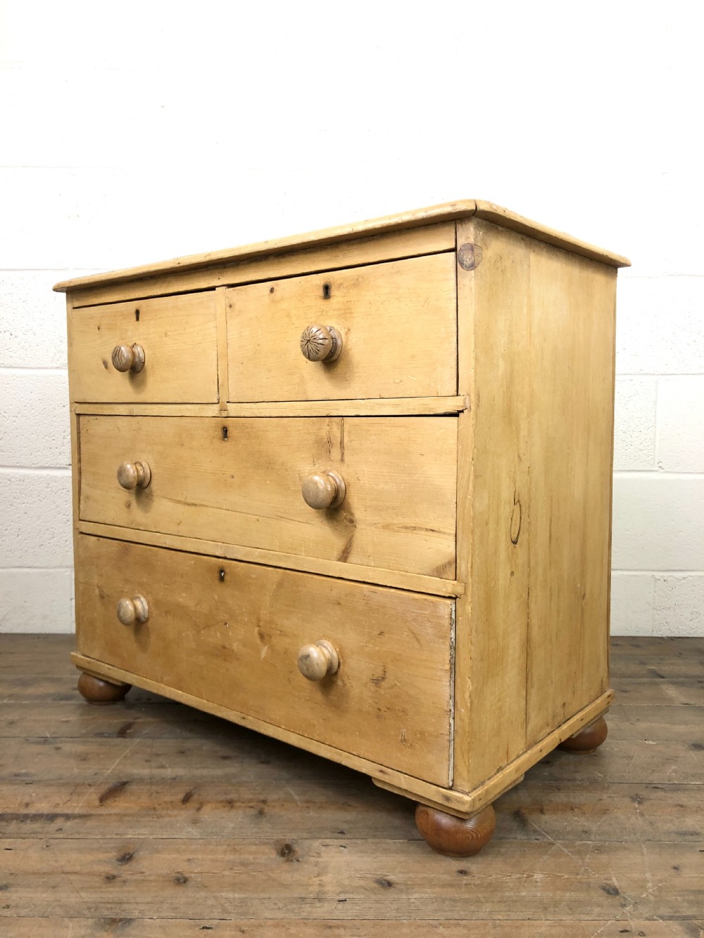 Small Antique Pine Chest of Drawers View X