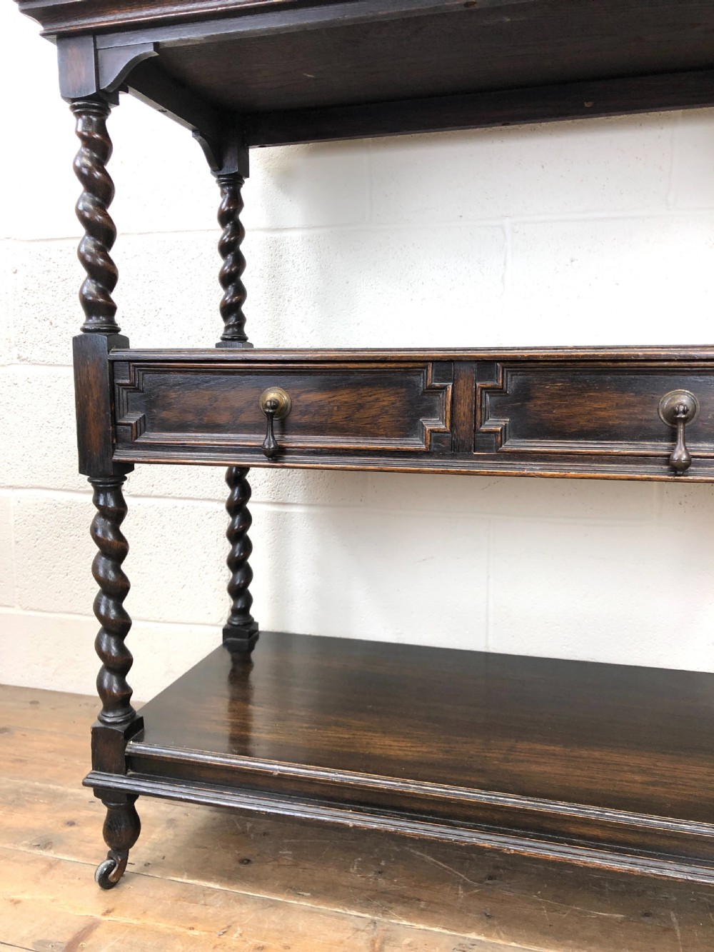 Antique Oak Three Tier Sideboard View V