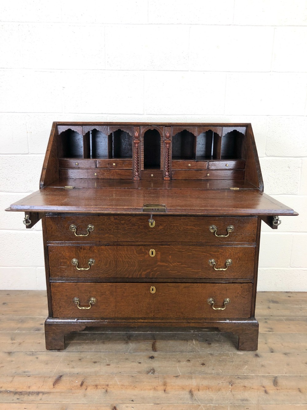 Early 19th Century Oak Fall Front Bureau View IV