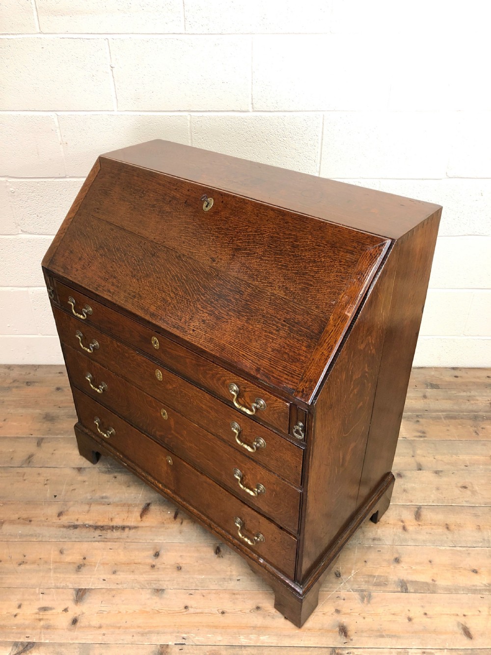 Early 19th Century Oak Fall Front Bureau View VIII