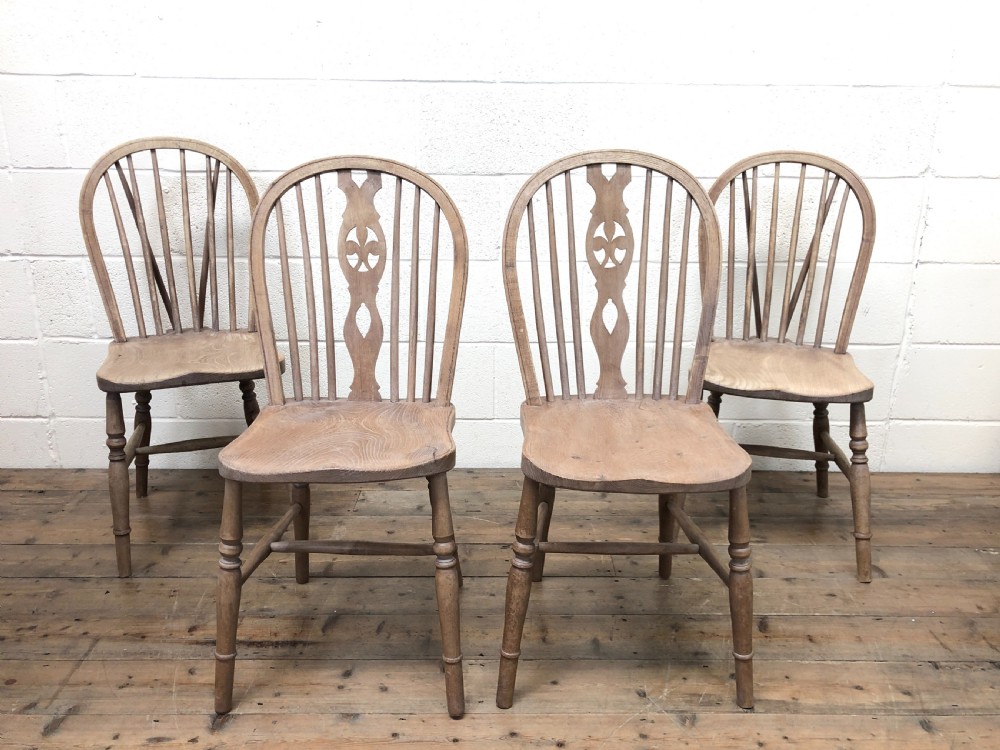Set of Four Antique Country Kitchen Chairs View II