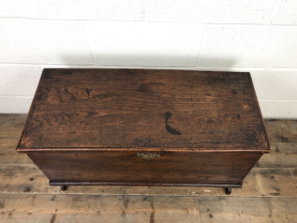 Small Antique 18th Century Elm Six Plank Coffer Chest View III