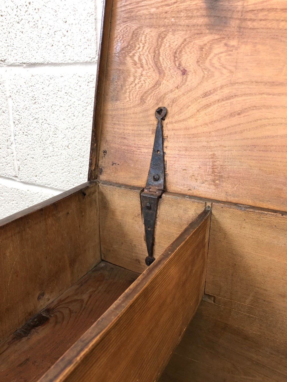Small Antique 18th Century Elm Six Plank Coffer Chest View VI