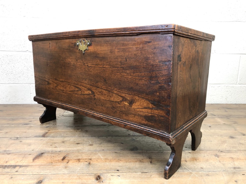 Small Antique 18th Century Elm Six Plank Coffer Chest View VIII