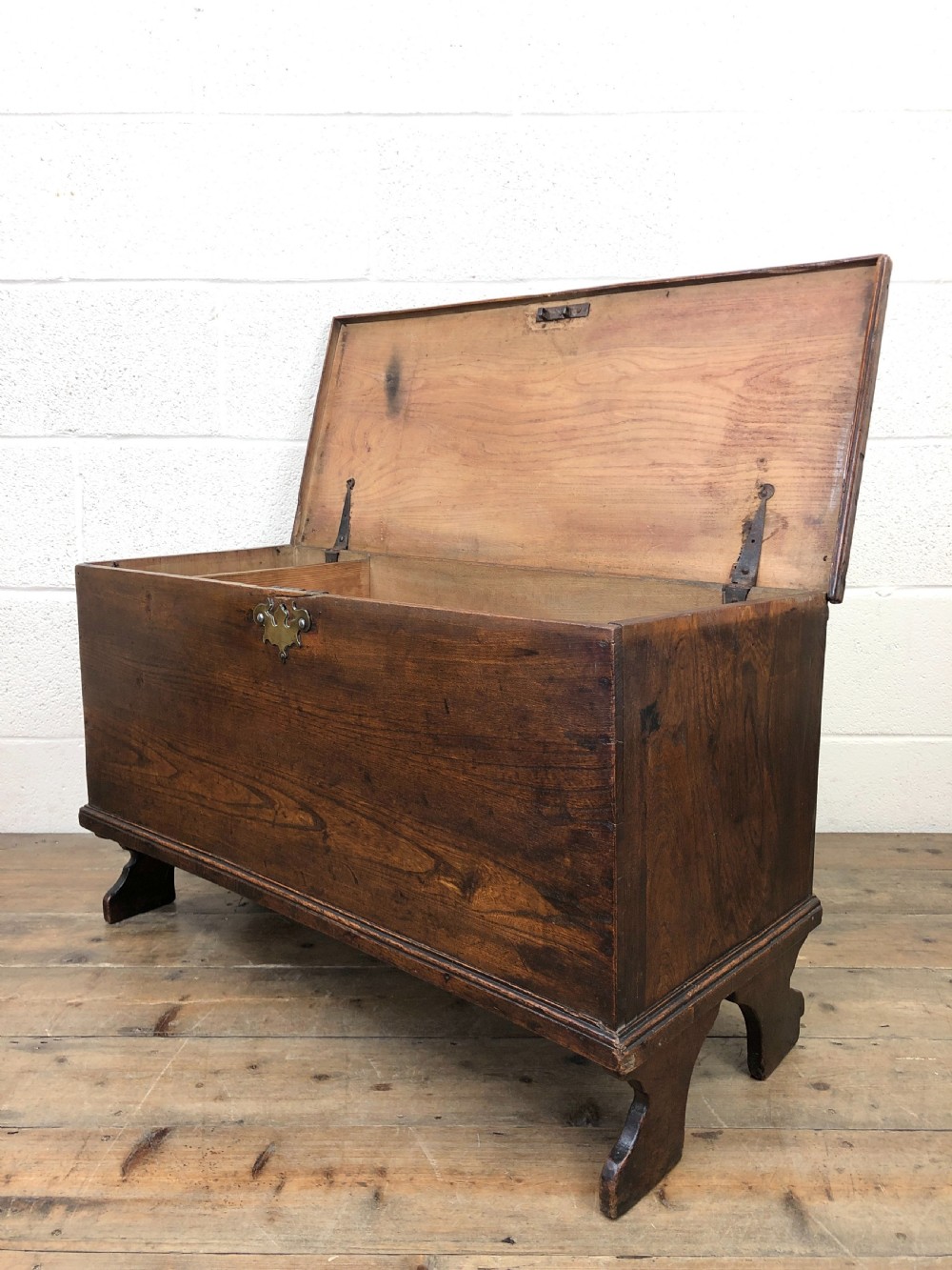 Small Antique 18th Century Elm Six Plank Coffer Chest View IX