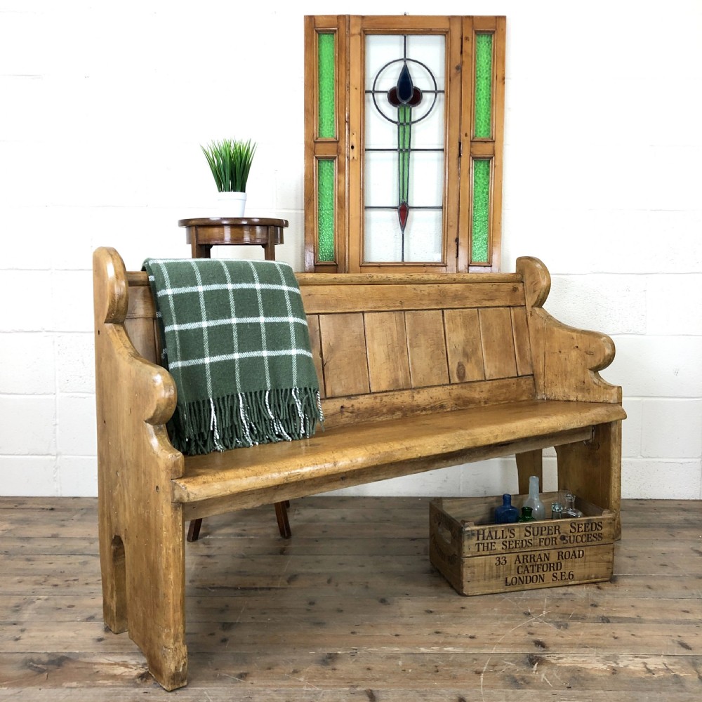 Rustic Antique Pine Church or Chapel Pew View VII