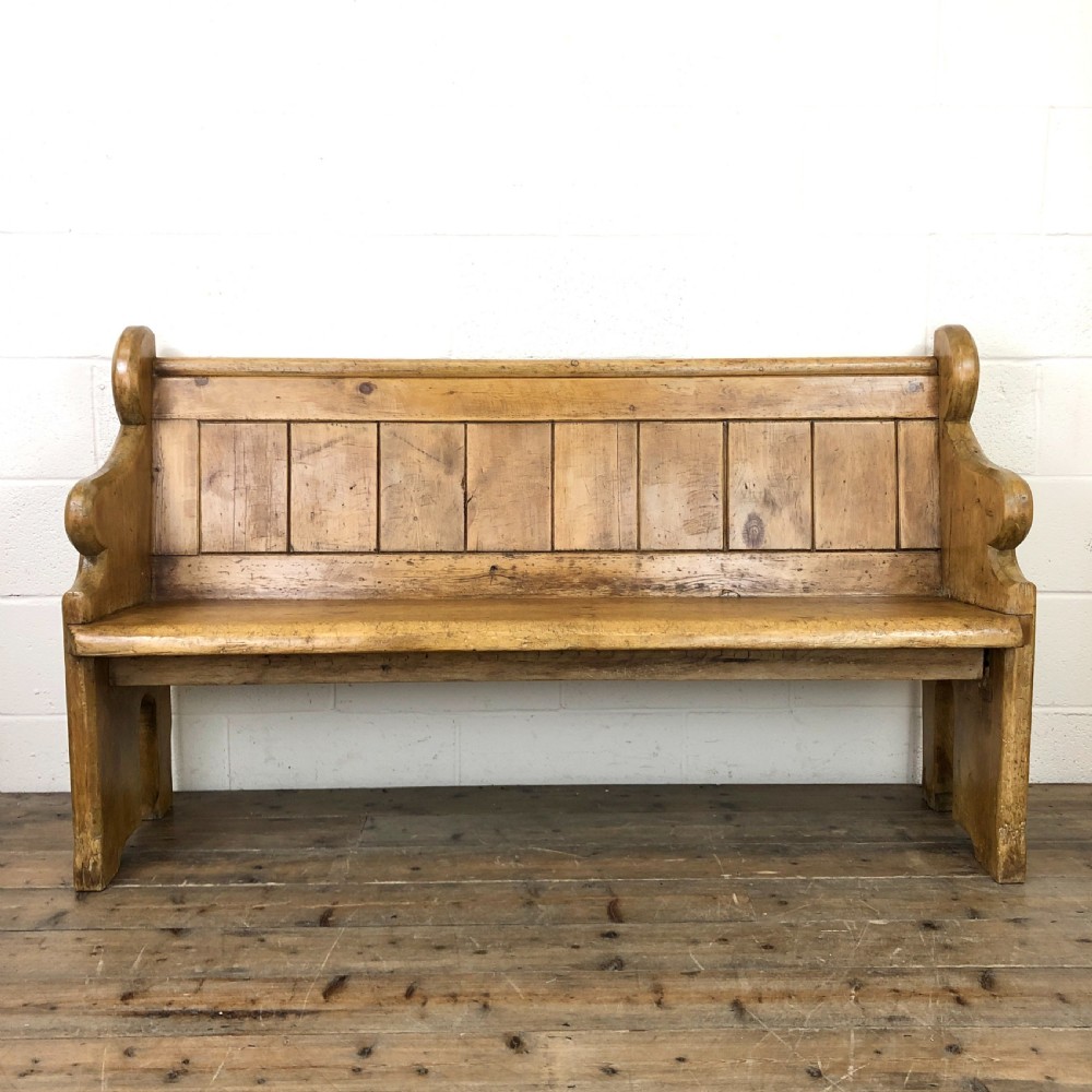 Rustic Antique Pine Church or Chapel Pew View II