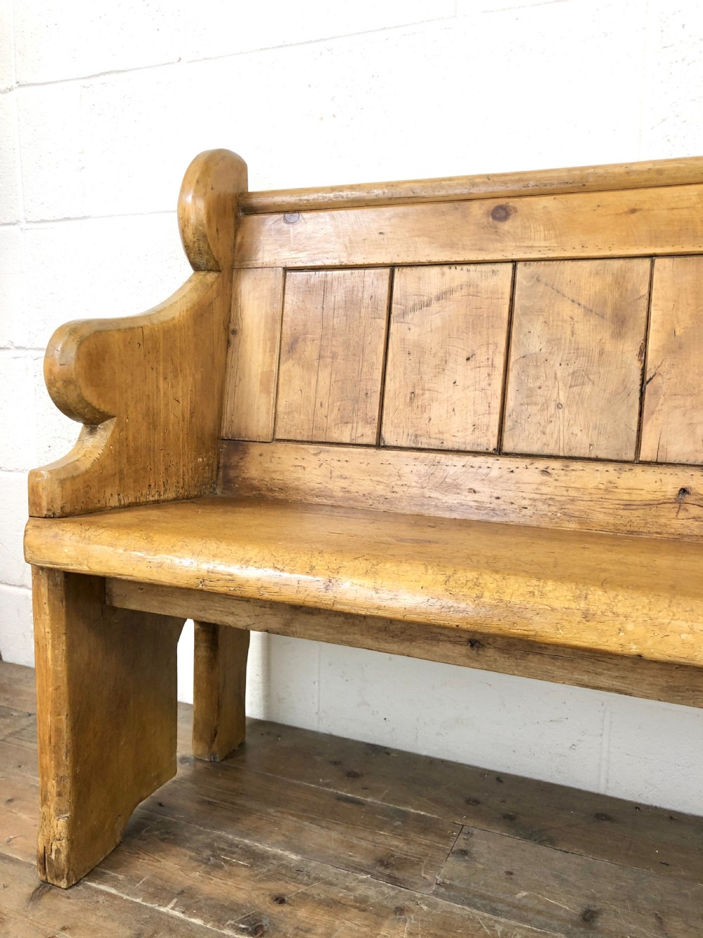 Rustic Antique Pine Church or Chapel Pew View V