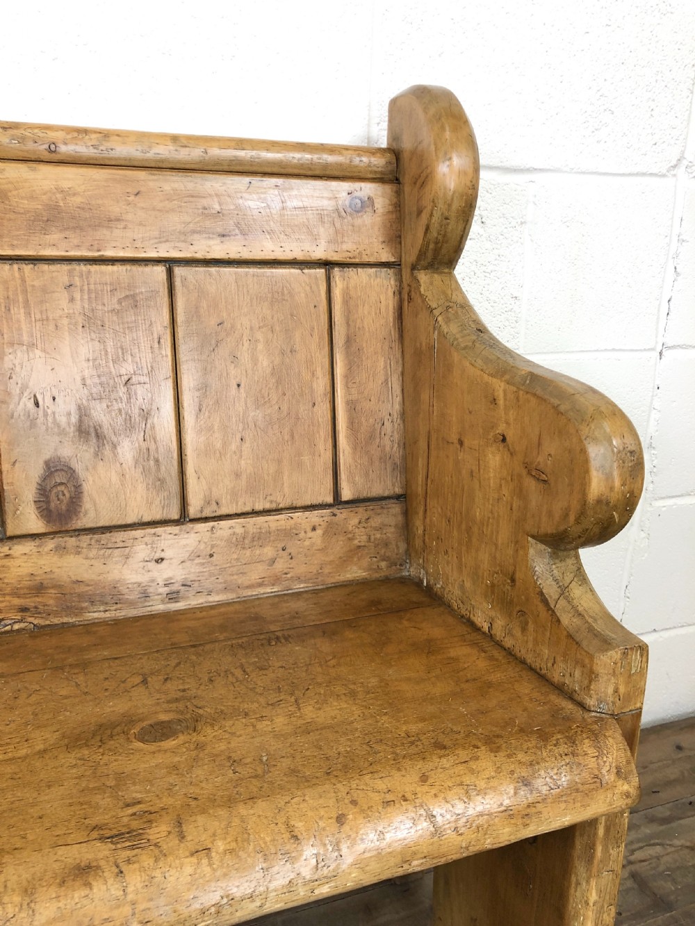 Rustic Antique Pine Church or Chapel Pew View VI