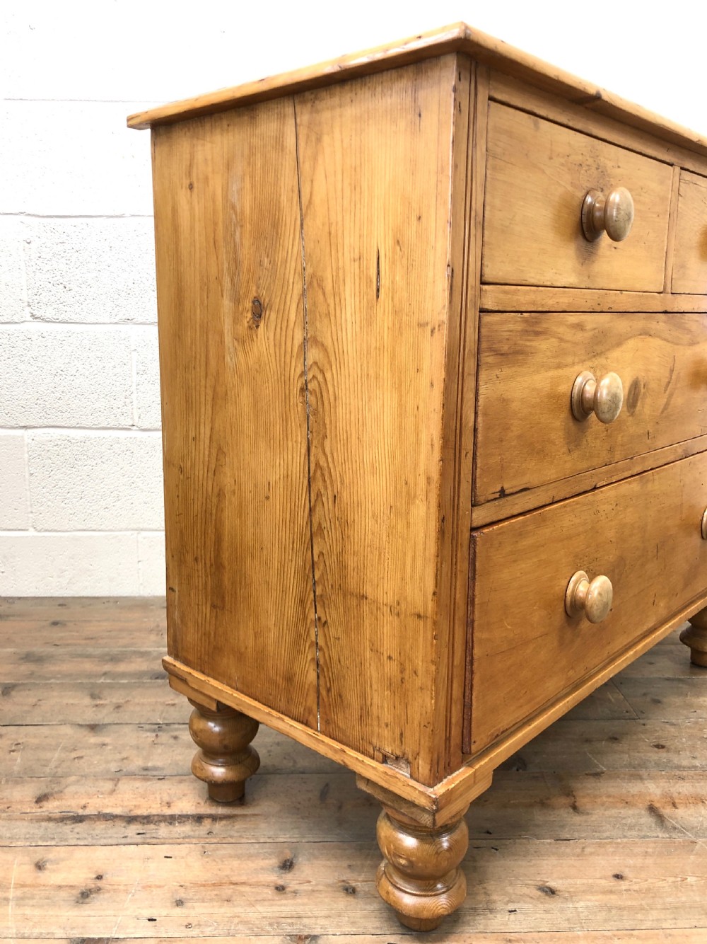 Antique Straight Front Pine Chest of Drawers View IX