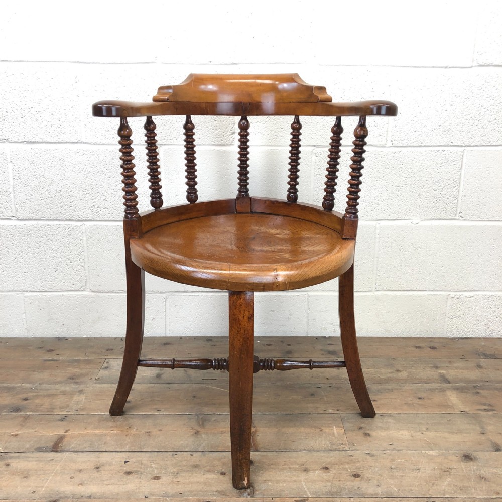 Antique Captain Style Elm Armchair 