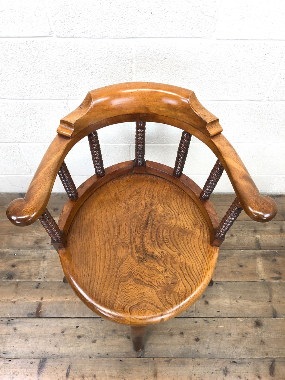 Antique Captain Style Elm Armchair  View V