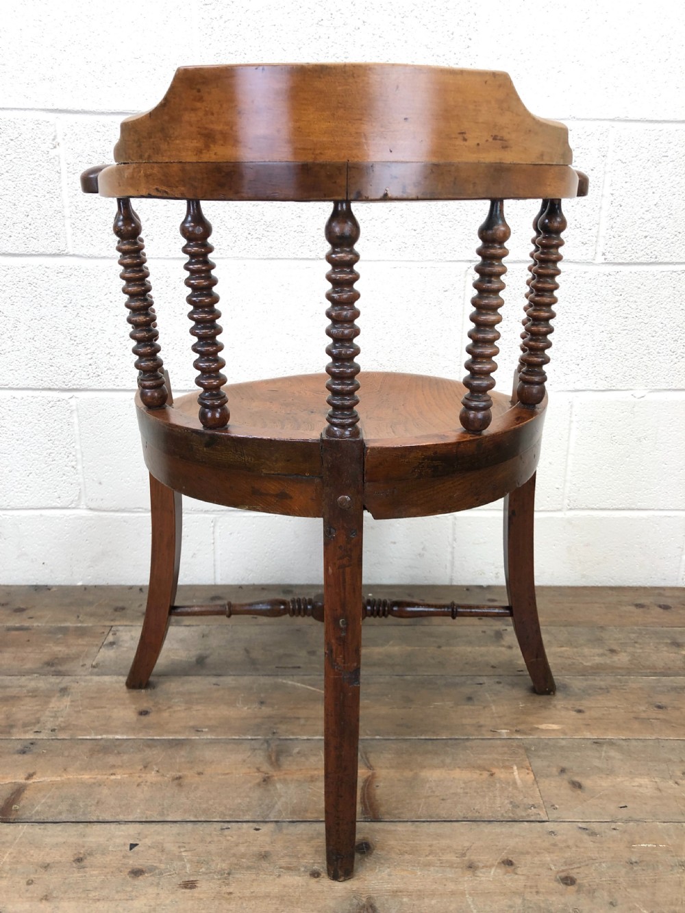 Antique Captain Style Elm Armchair  View X