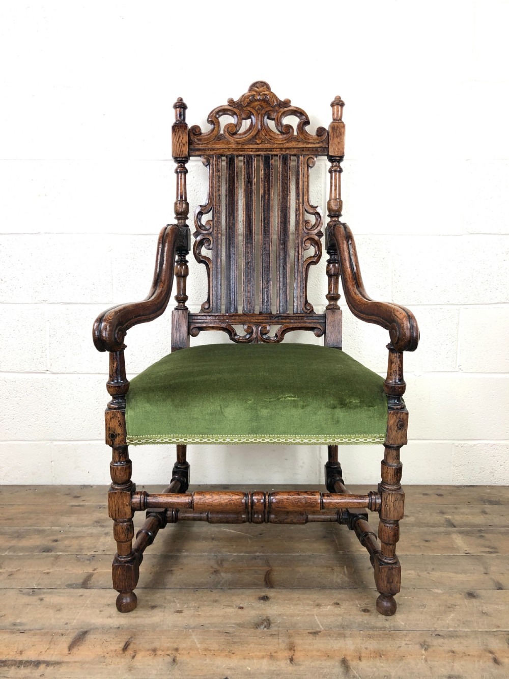 Victorian Carved Oak Armchair
