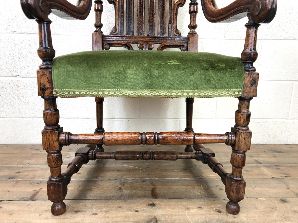 Victorian Carved Oak Armchair View IV