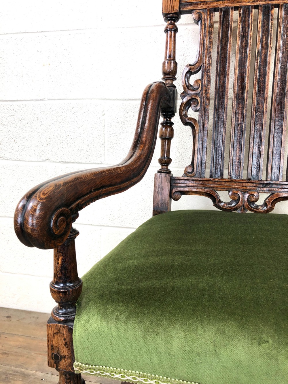 Victorian Carved Oak Armchair View V