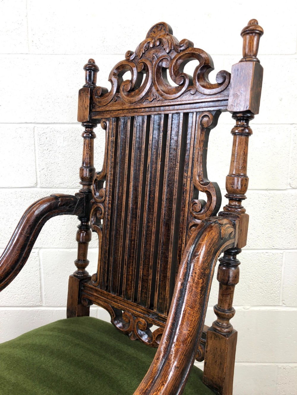 Victorian Carved Oak Armchair View VII