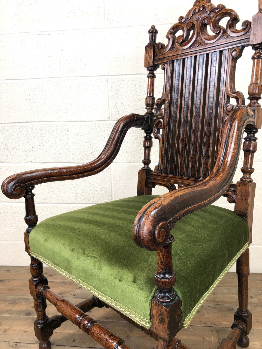 Victorian Carved Oak Armchair View VIII