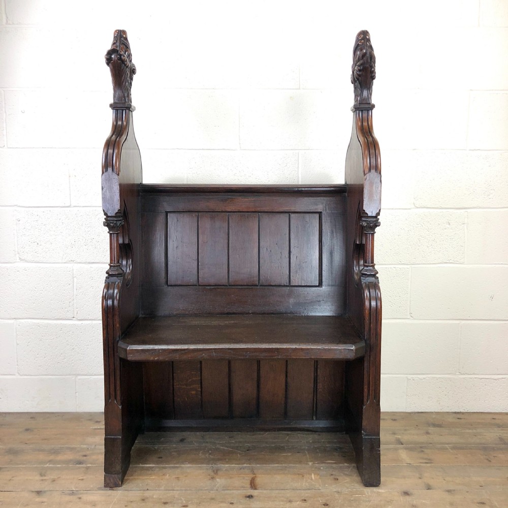 Carved Oak Antique Church Pew