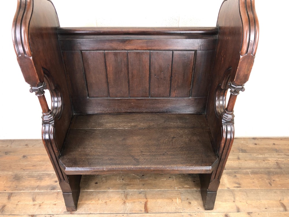 Carved Oak Antique Church Pew View IV