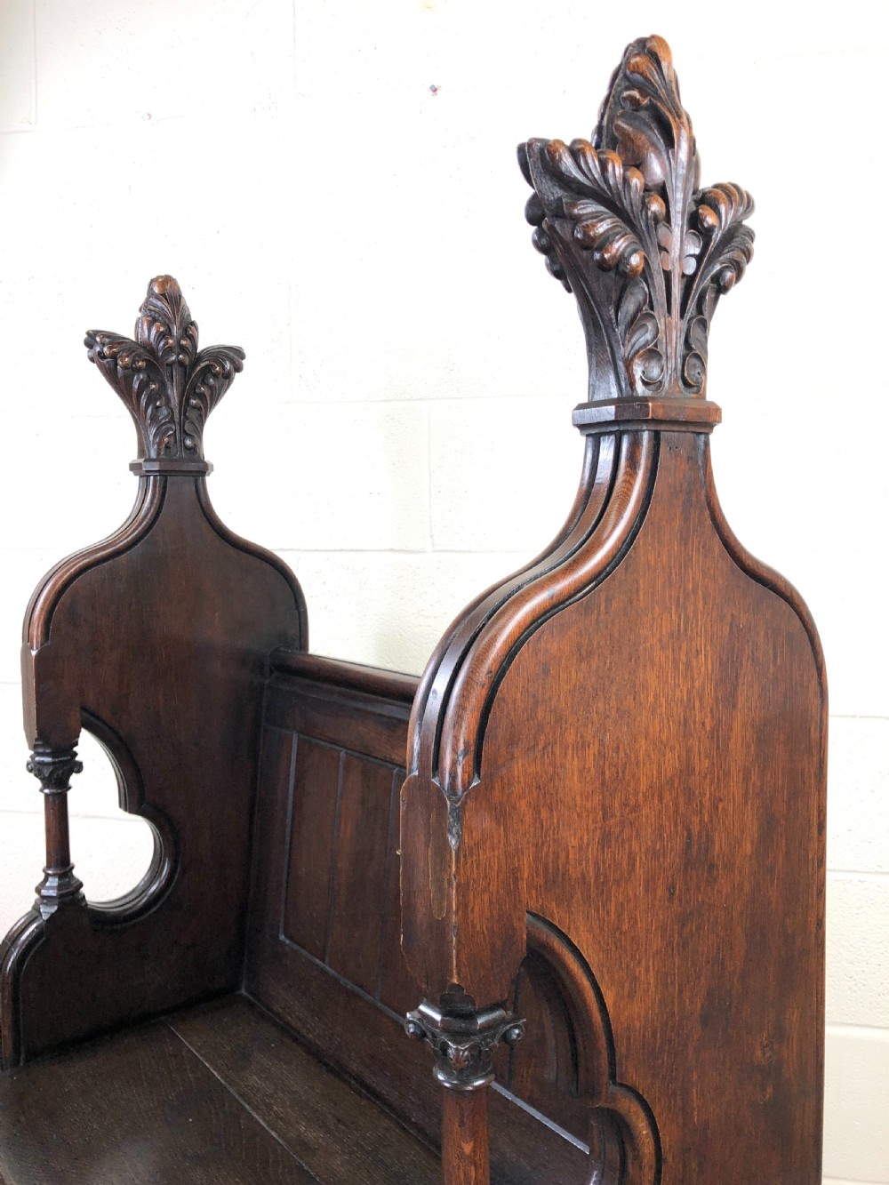Carved Oak Antique Church Pew View VI