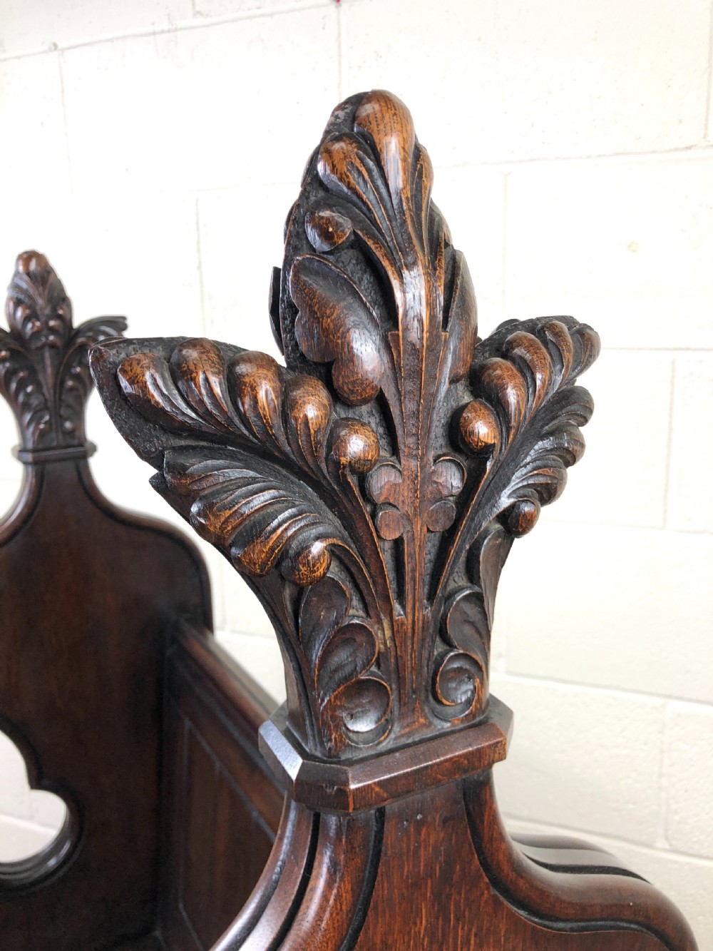 Carved Oak Antique Church Pew View VII