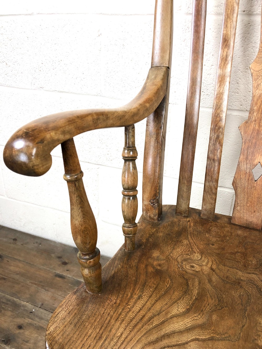 Ash and Elm Antique Kitchen Armchair View V