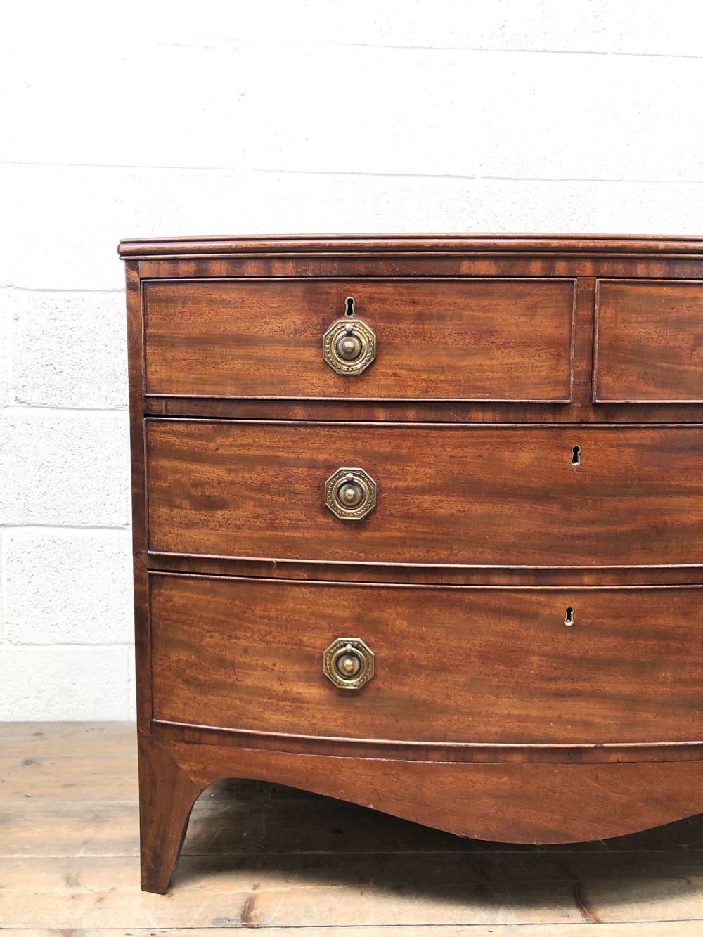 Georgian Mahogany Bow Front Chest of Drawers View IV