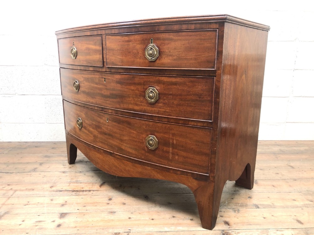 Georgian Mahogany Bow Front Chest of Drawers View V