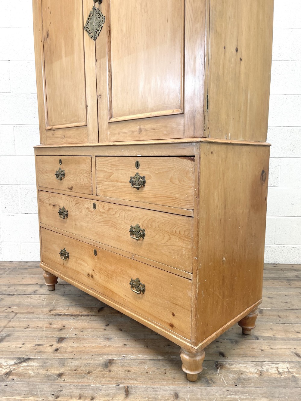 Antique Pine Linen Press Cupboard View X