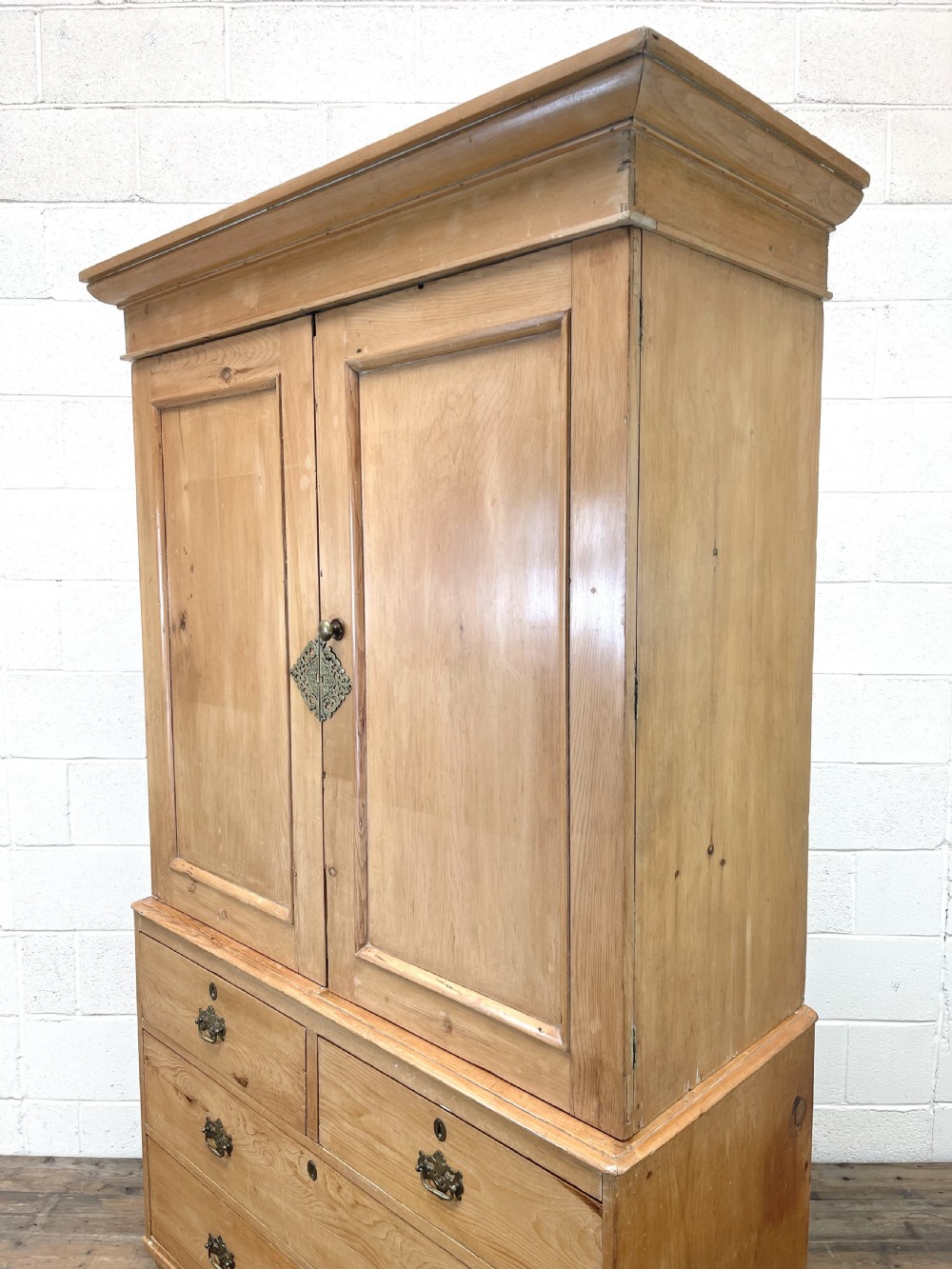 Antique Pine Linen Press Cupboard View XI