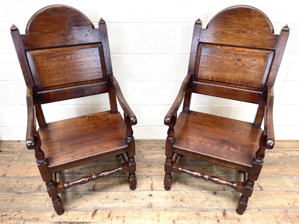 Pair of Antique Oak Throne Chairs View IV
