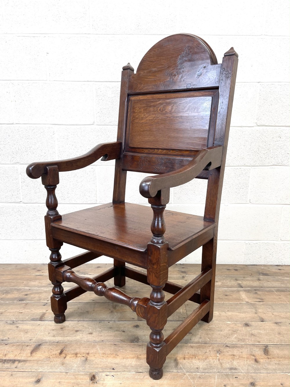 Pair of Antique Oak Throne Chairs View XI