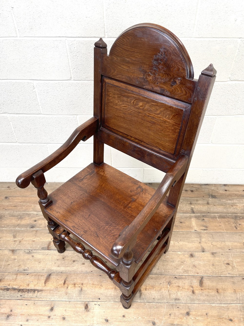 Pair of Antique Oak Throne Chairs View XII
