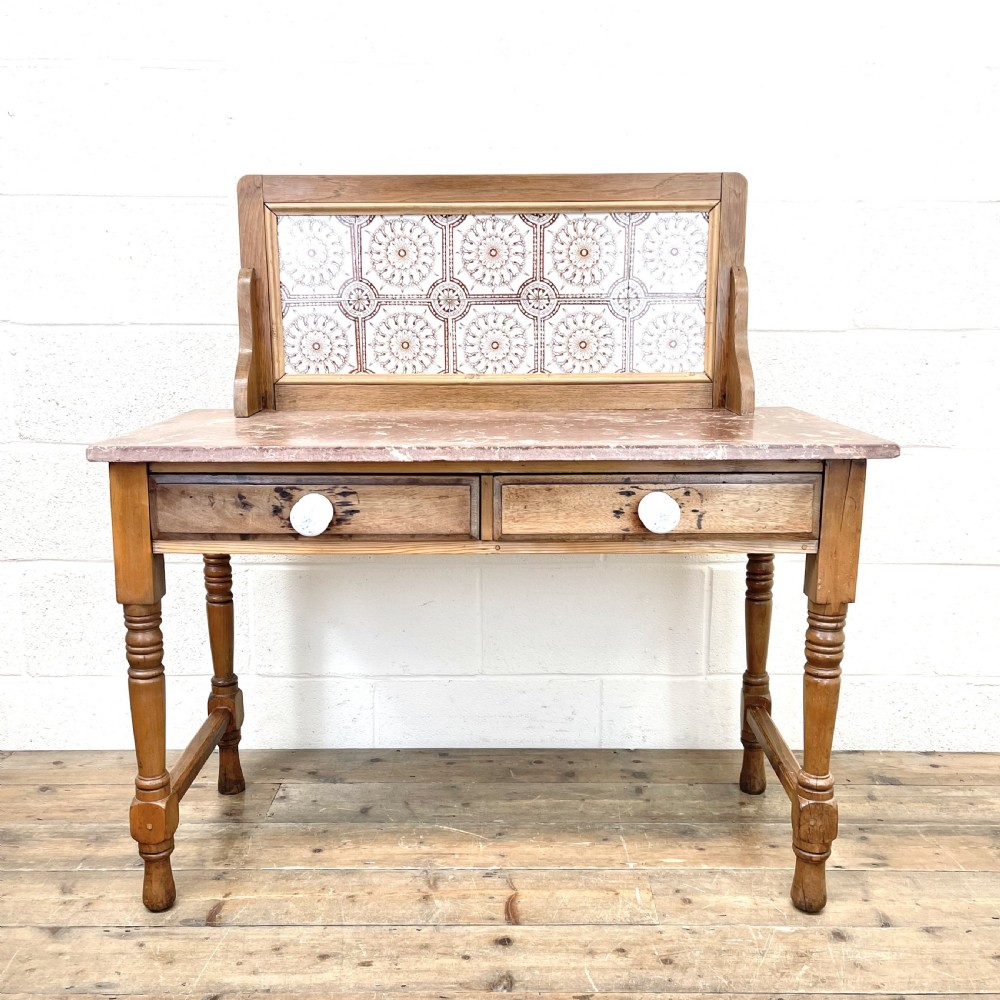 Antique Pine Tile Back Washstand
