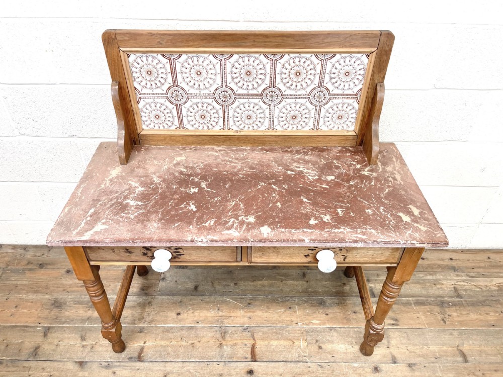 Antique Pine Tile Back Washstand View II