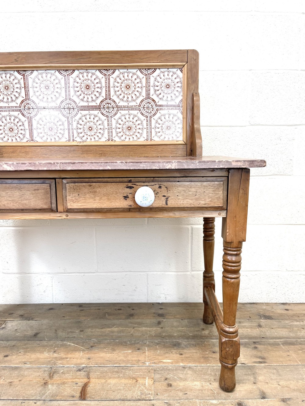 Antique Pine Tile Back Washstand View III