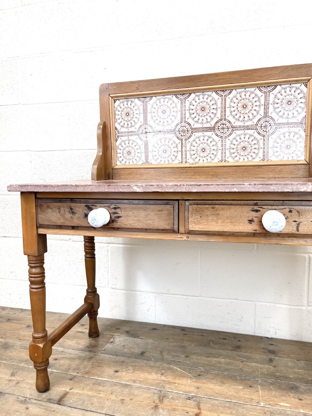 Antique Pine Tile Back Washstand View IV