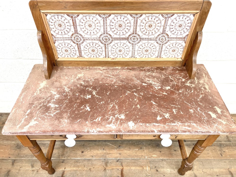 Antique Pine Tile Back Washstand View VI